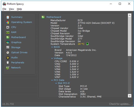 Speccy summary