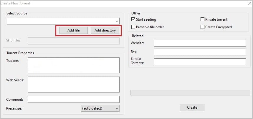 Utorrent Add file Add directory