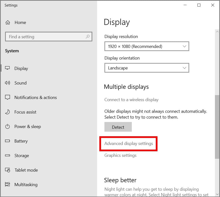 Advanced Display Settings