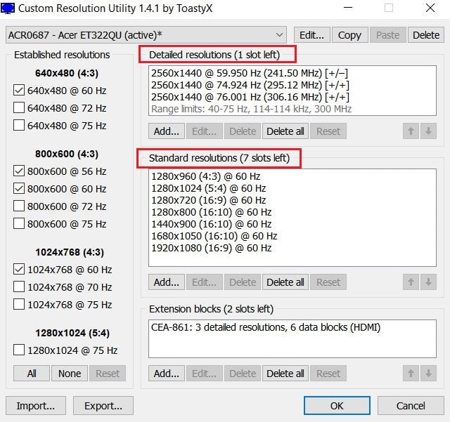 Detailed Resolutions Standard Resolutions