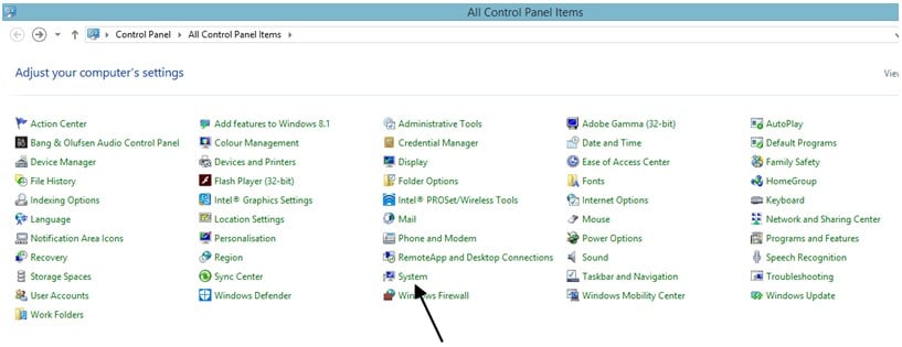 control panel