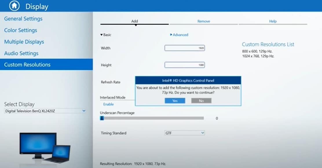 custom Refresh rate Add to save