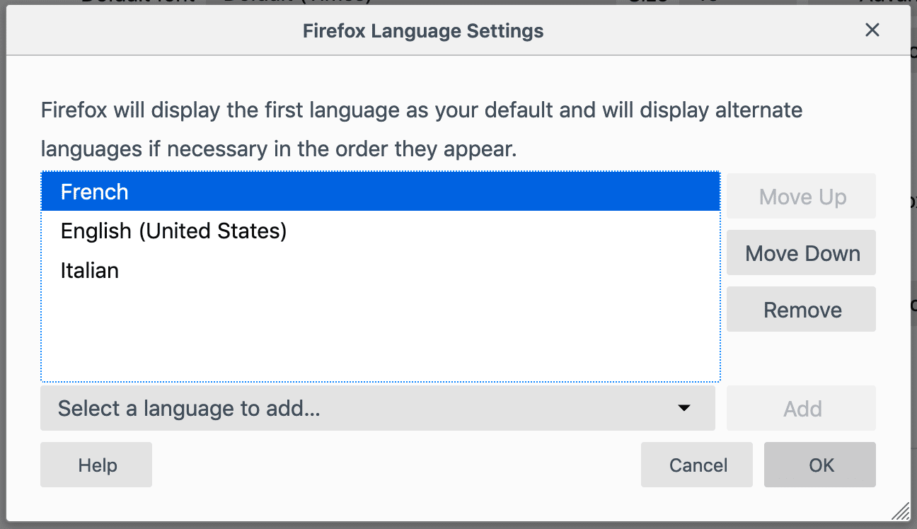 firefox Language support