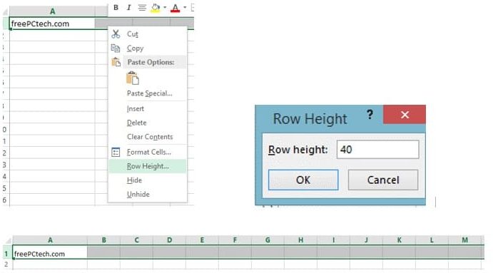 row height value change