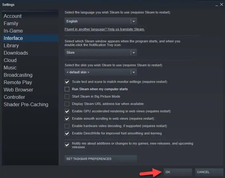 save the changes on steam