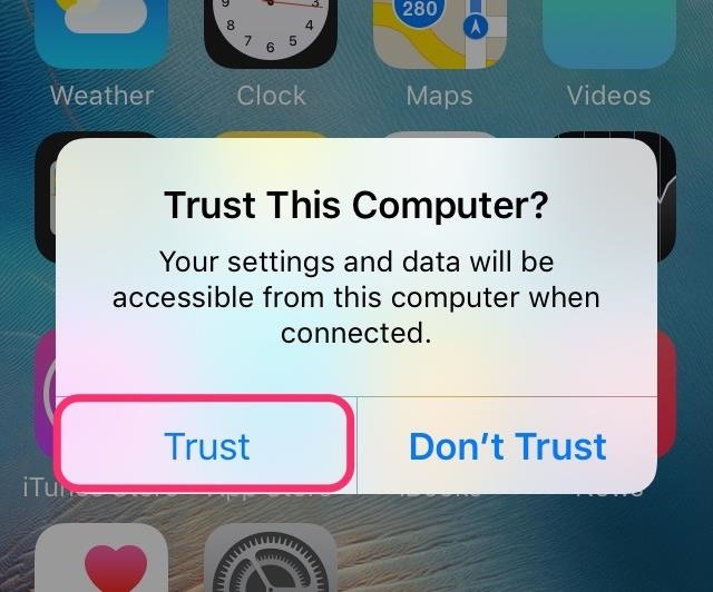 Allow the computer to access the IOS device trust