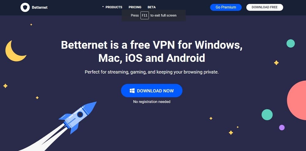 Betternet VPN Homepage