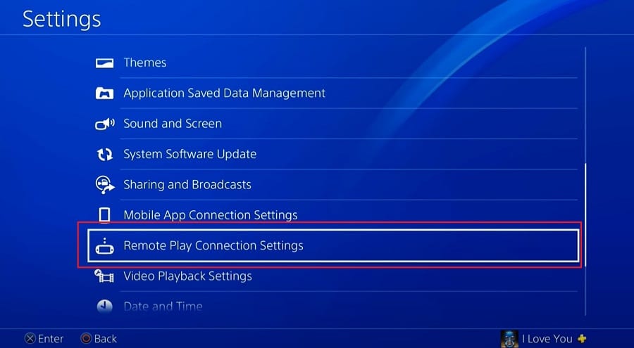 Remote Play Connection Settings