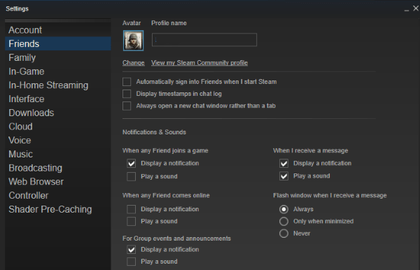 Steam Friends tab