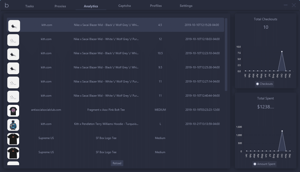 Balkobot Analytics Window