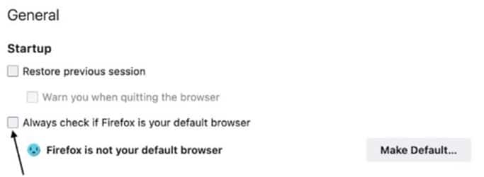 Disables Firefox default option