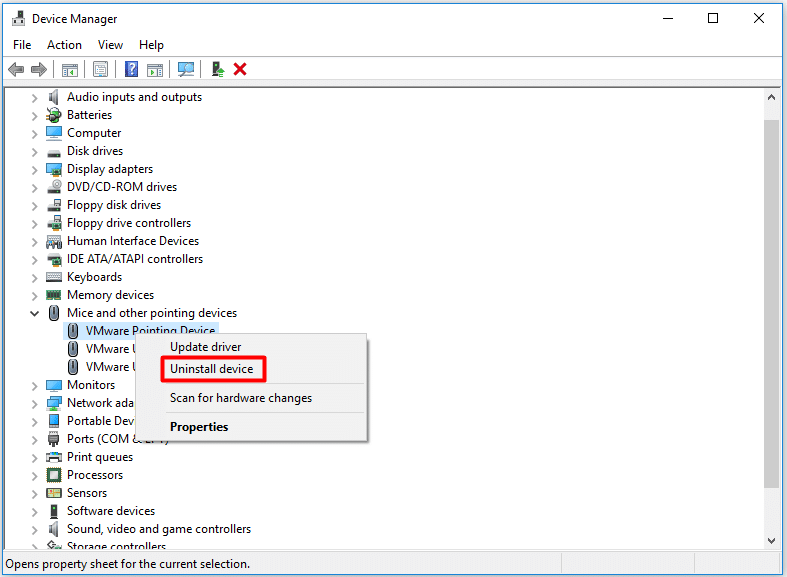 Uninstalling specific mouse driver
