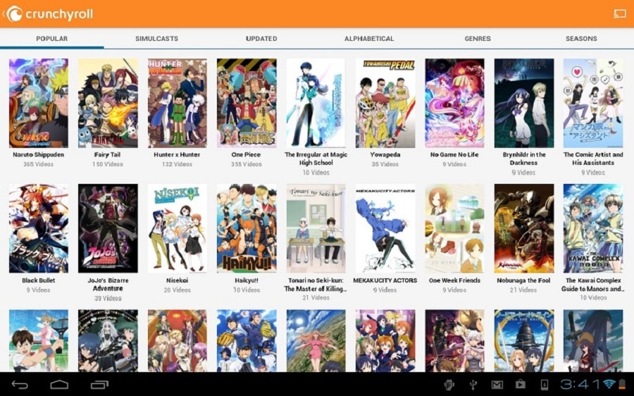 Crunchyroll homepage