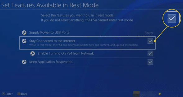 Enable rest mode step 4