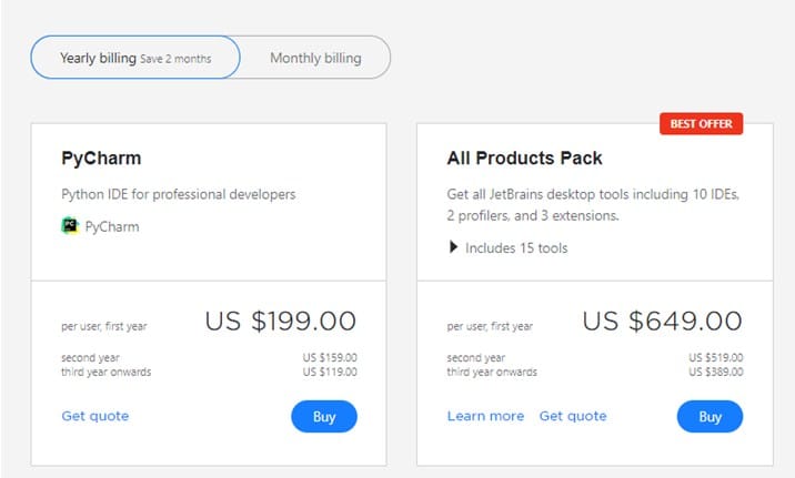 pycharm cost