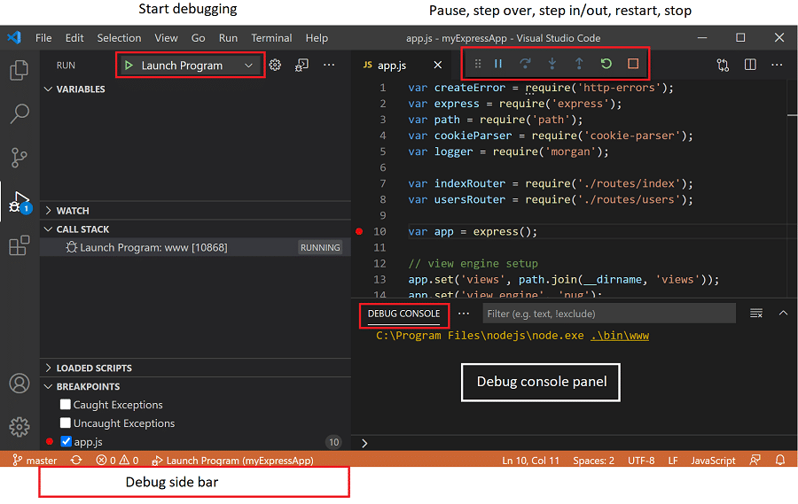 Visual Studio Code debugging