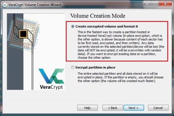 Create encrypted volume using veracrypt