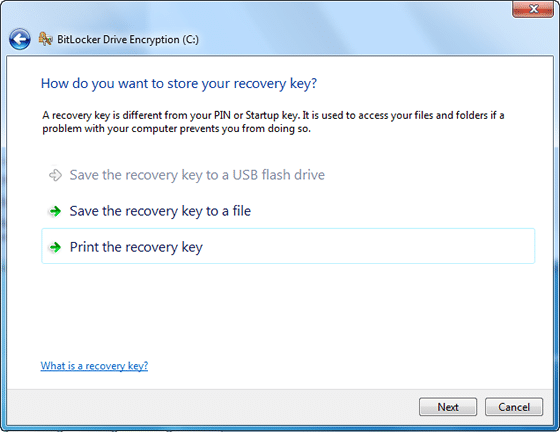 Print the recovery key