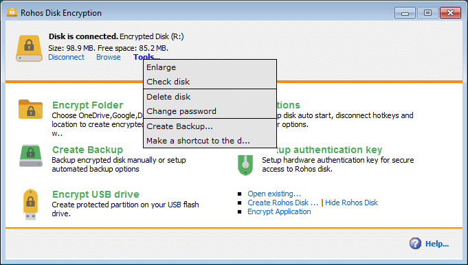 Rohos mini drive file encryption