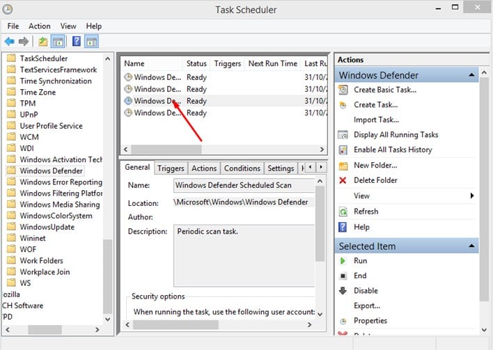 Windows Defender Scheduler Scan