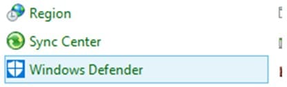 Windows Defender option