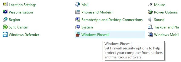 disable the Windows firewall