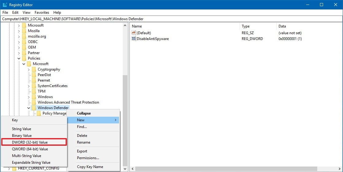 regedit-windows-defender-dword