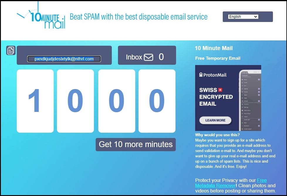 10 Minute mail overview
