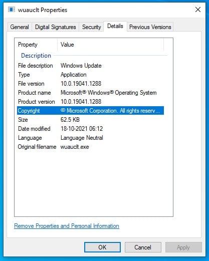 Details button to see a detailed signature report