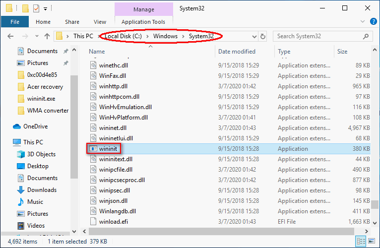 Wininit system file location
