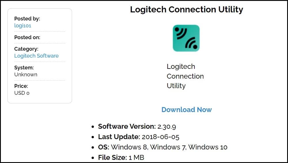 Logitech connection utility software