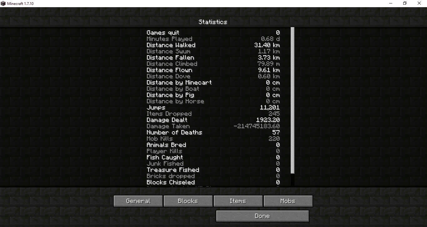 Minecraft View Additional Stats