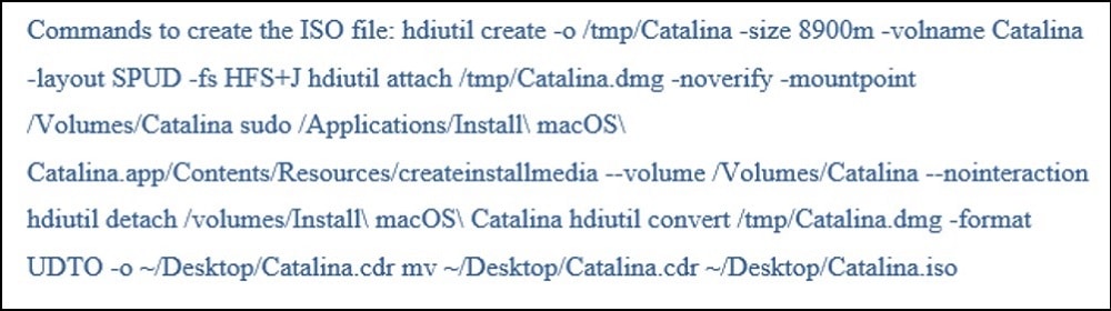 Some Catalina commands include