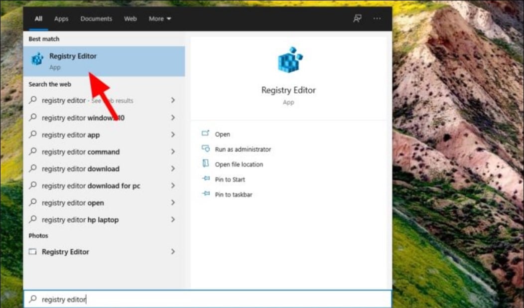 Disable Bing Using Windows 10 Registry