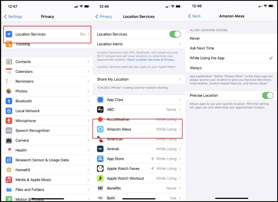Disable Location Services for selected apps