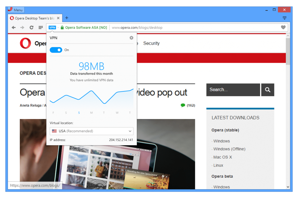 Opera free VPN