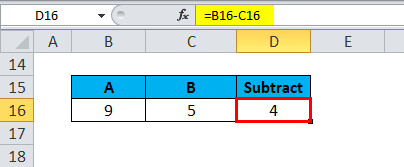 Subtraction exercise using cell referencing