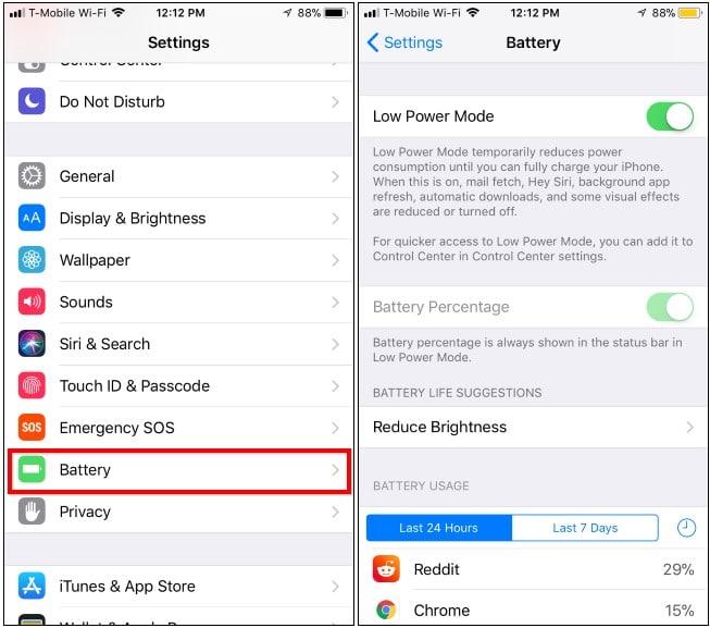 Toggle the switch next to Low Power Mode on