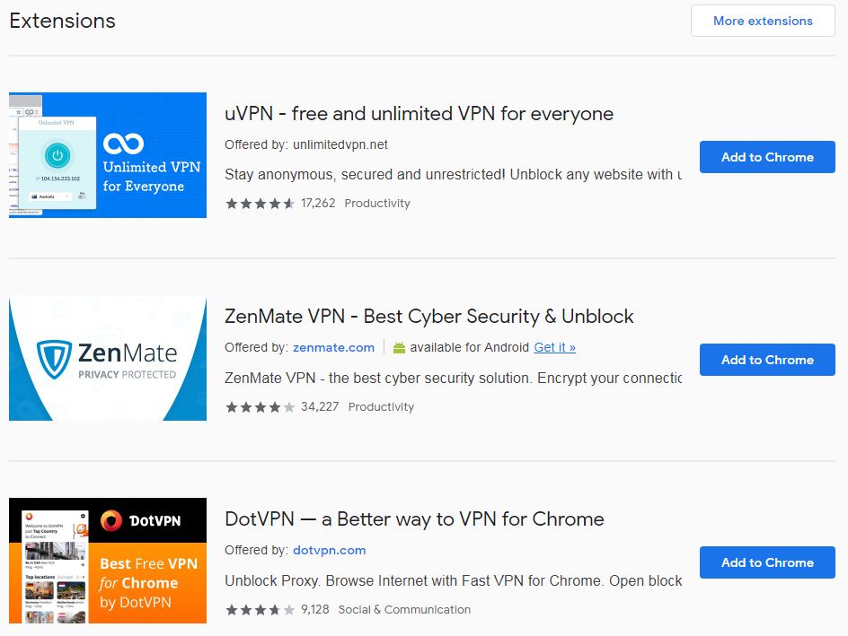 chrome VPN extension