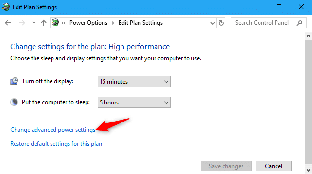 Change Advanced Power Settings