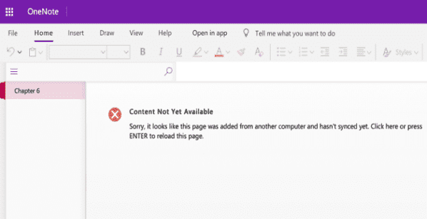 Connection error of OneNote