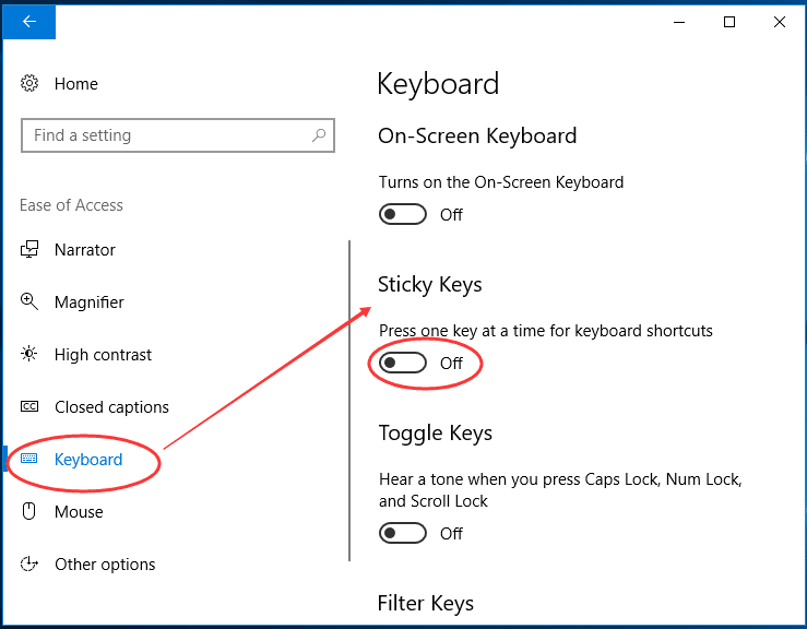 Disable Sticky Key Feature