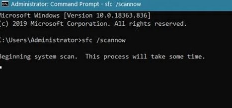 Enter sfc-scannow in the console