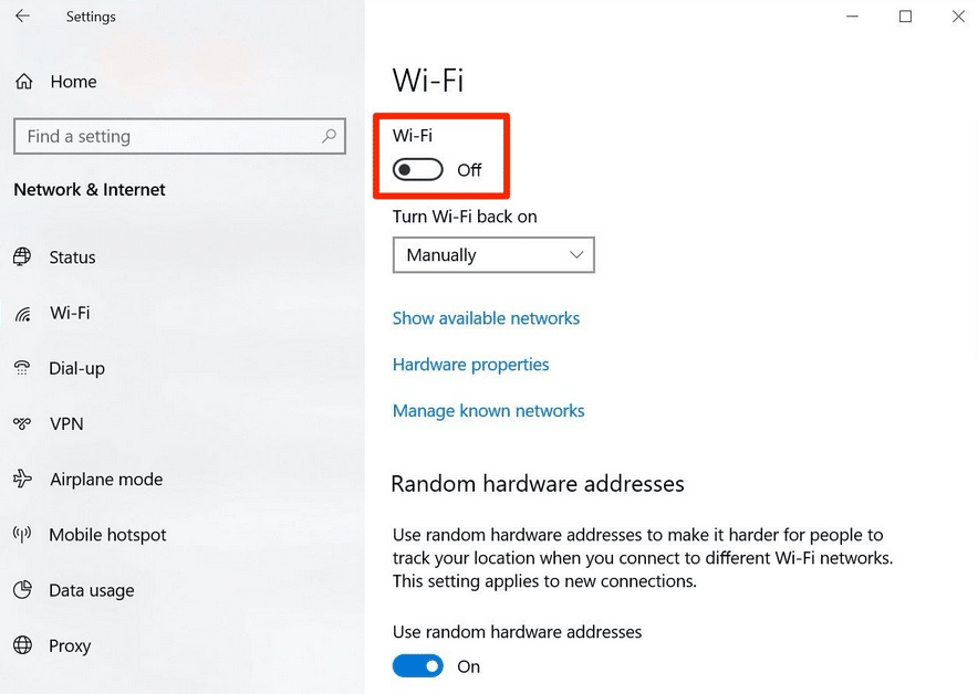 Network adapter and Wi-Fi switch