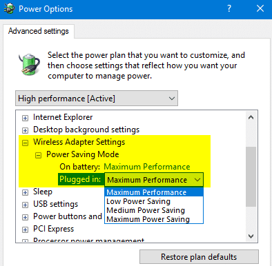 Plugged-in option to Maximum Performance