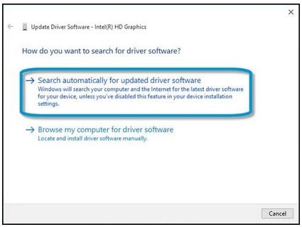 Search automatically for updated driver software