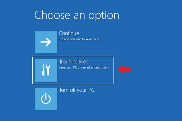 Troubleshootingscreen