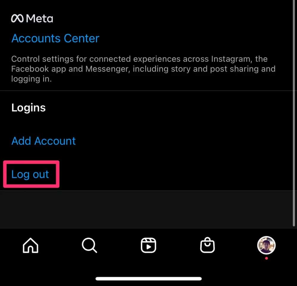 Account setting of Instagram