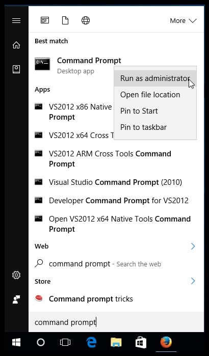 Command Prompt app on your computer with administrator privileges