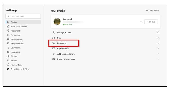 Enable passwords on Microsoft Edge or reinstall password manager